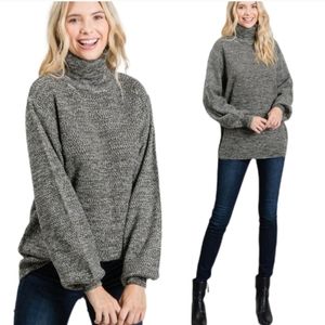 New!  Knit Turtleneck relaxed fit cozy sweater in olive